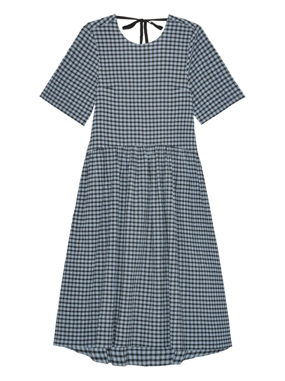 Checked Seersucker Midi Dress