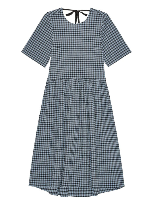 Checked Seersucker Midi Dress