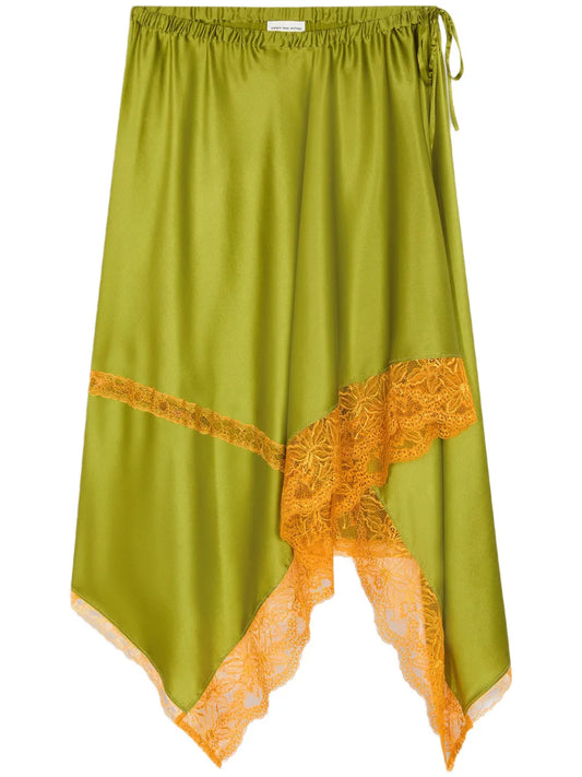 Asymmetrical Silk Midi Skirt