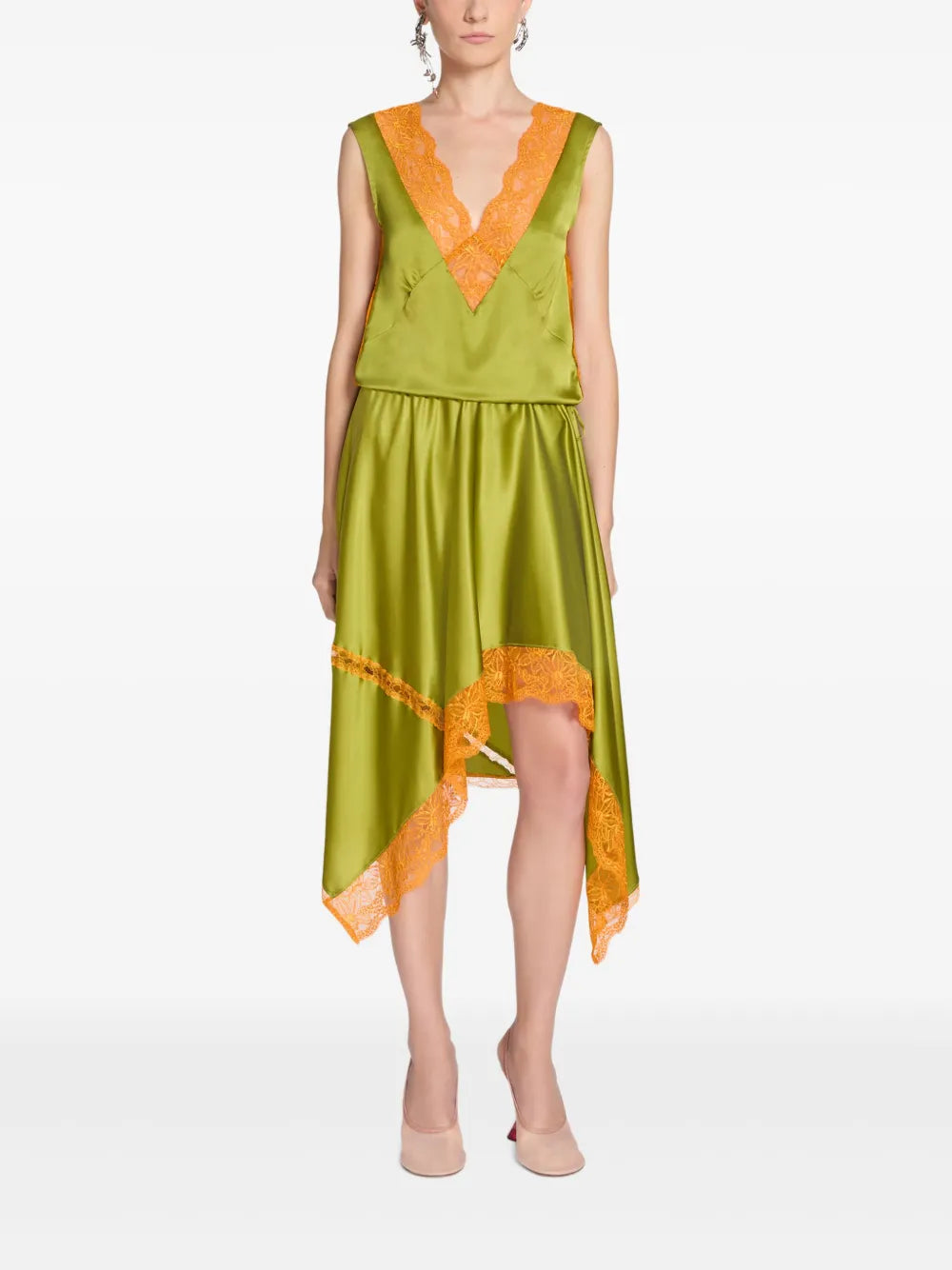Asymmetrical Silk Midi Skirt
