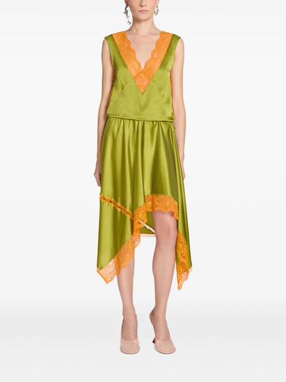 Asymmetrical Silk Midi Skirt