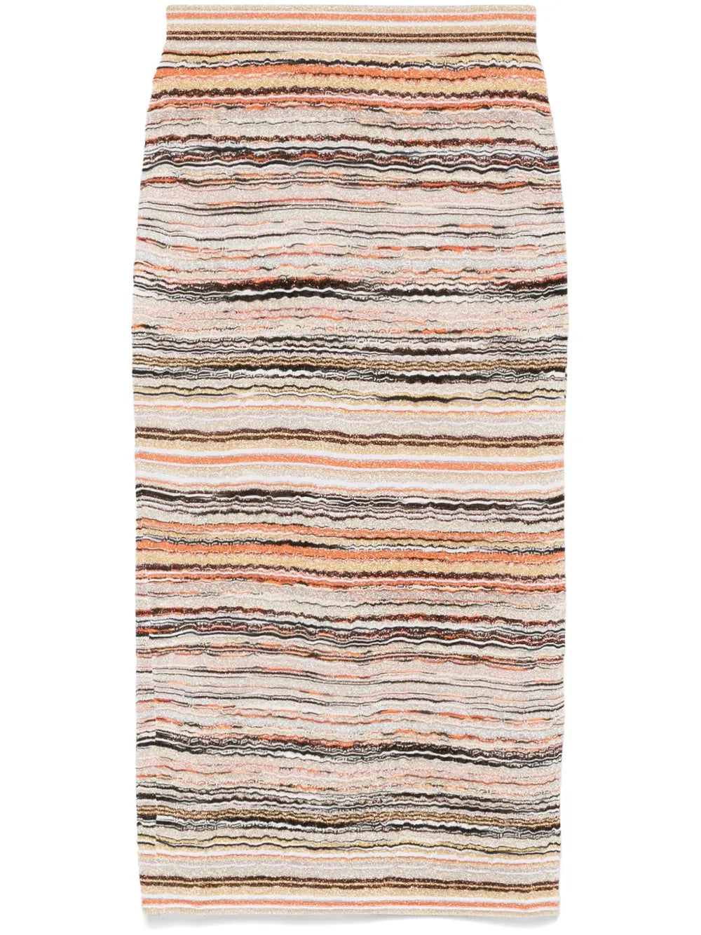 Wave-Pattern Lamé Midi Skirt