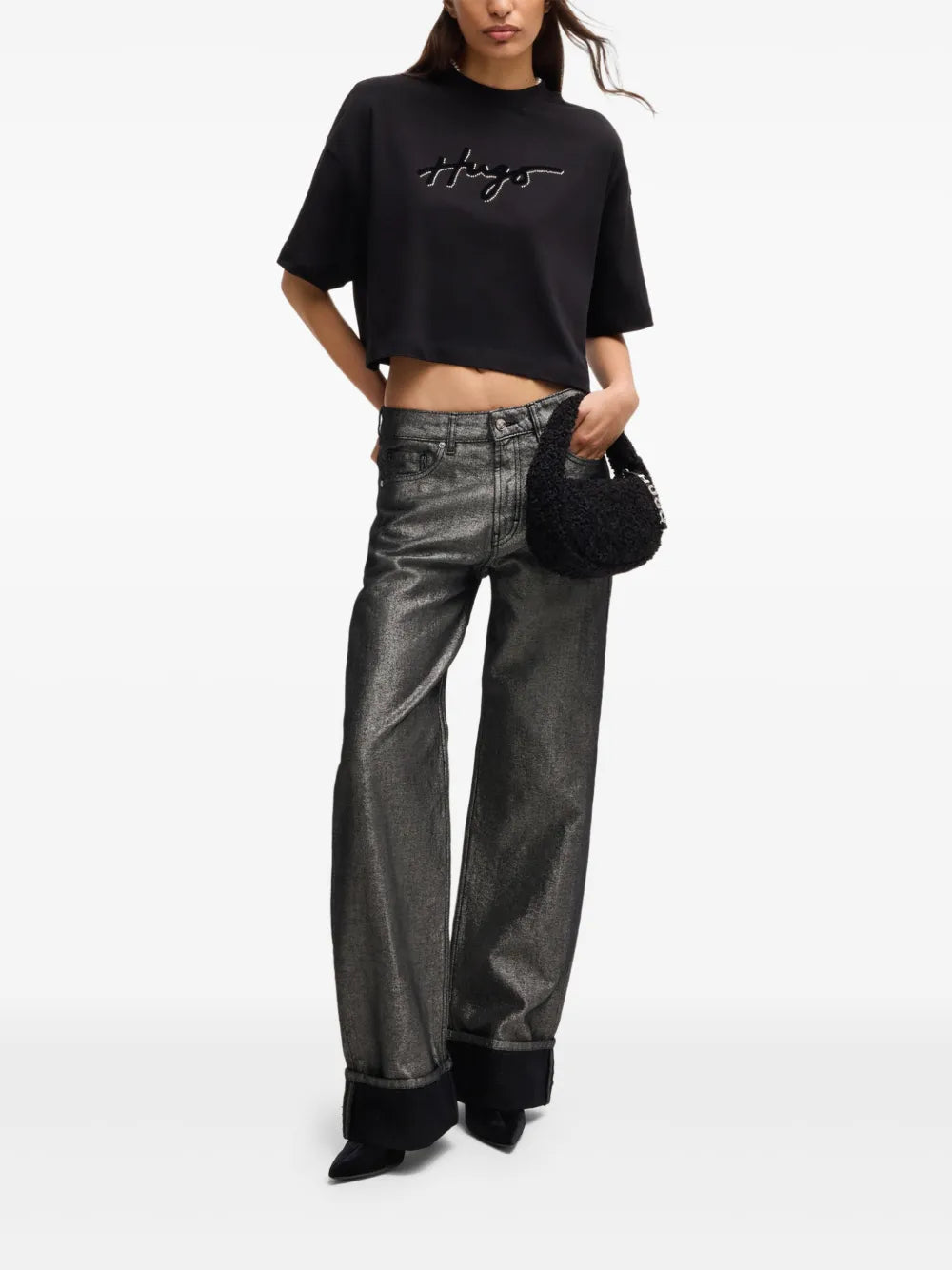 Metallic Hgh-Waisted Jeans