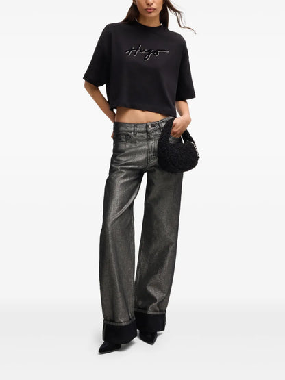 Metallic Hgh-Waisted Jeans