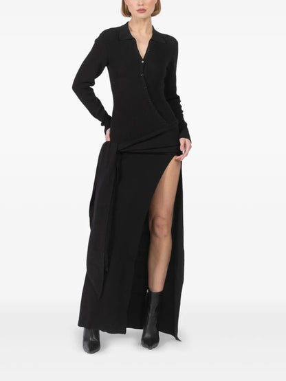 Draped-Detail Maxi Dress