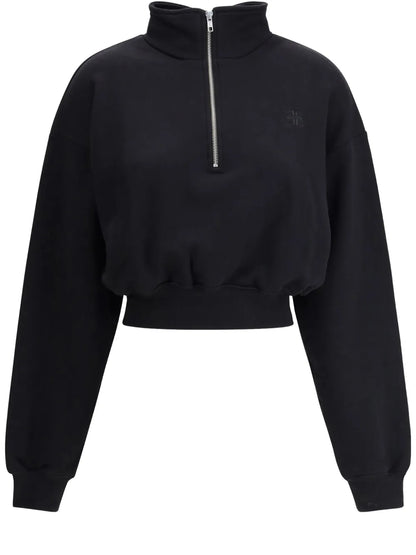 Cropped High-Neck Sweatshirt