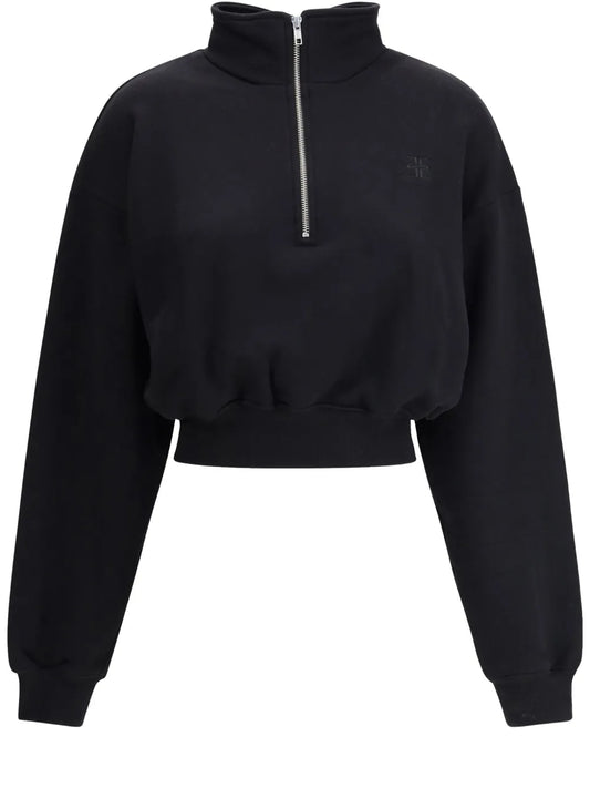 Cropped High-Neck Sweatshirt