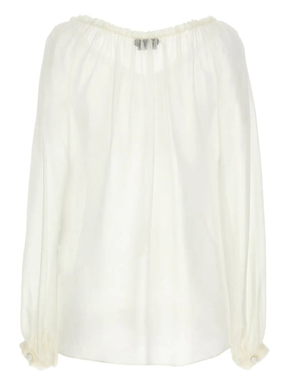 Long-Sleeve Silk Blouse