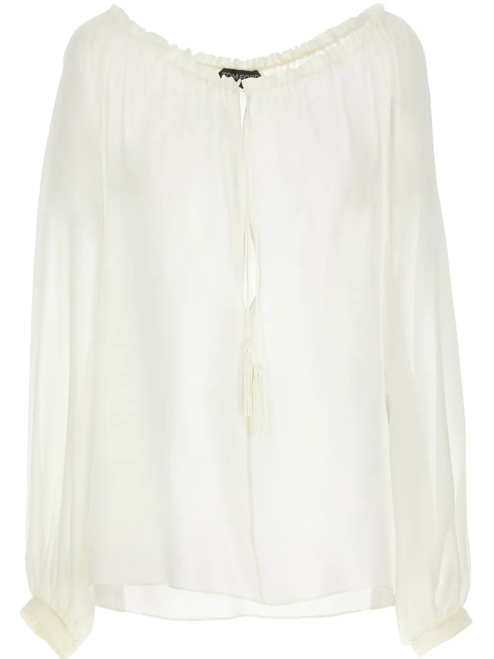 Long-Sleeve Silk Blouse