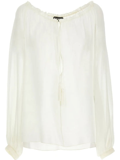 Long-Sleeve Silk Blouse