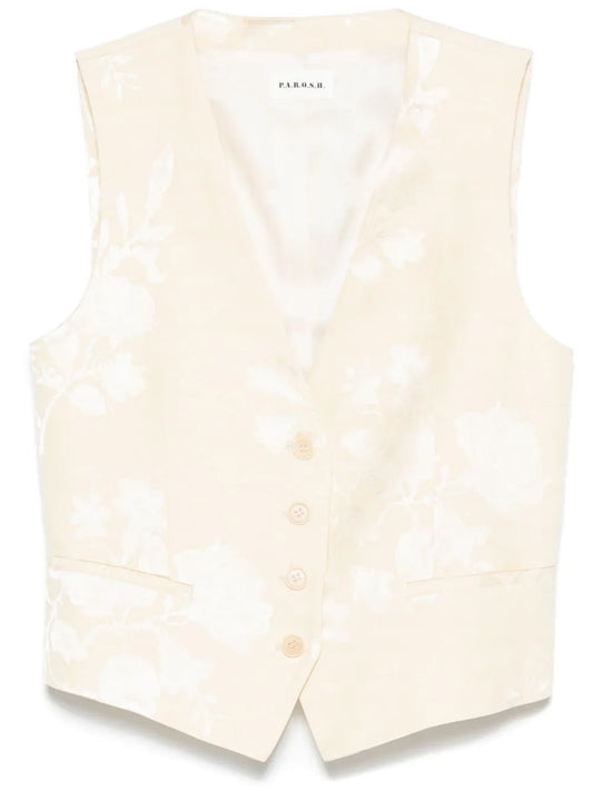 Floral-Jacquard Waistcoat