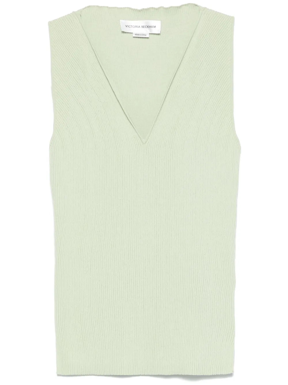Rib-Detail V-Neck Tank Top