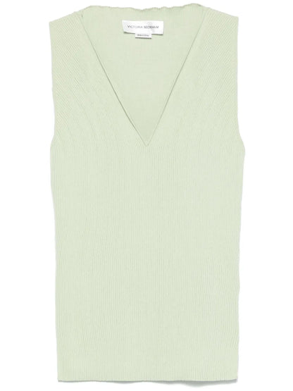 Rib-Detail V-Neck Tank Top