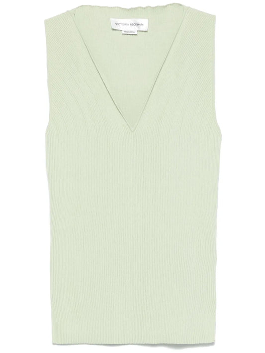 Rib-Detail V-Neck Tank Top