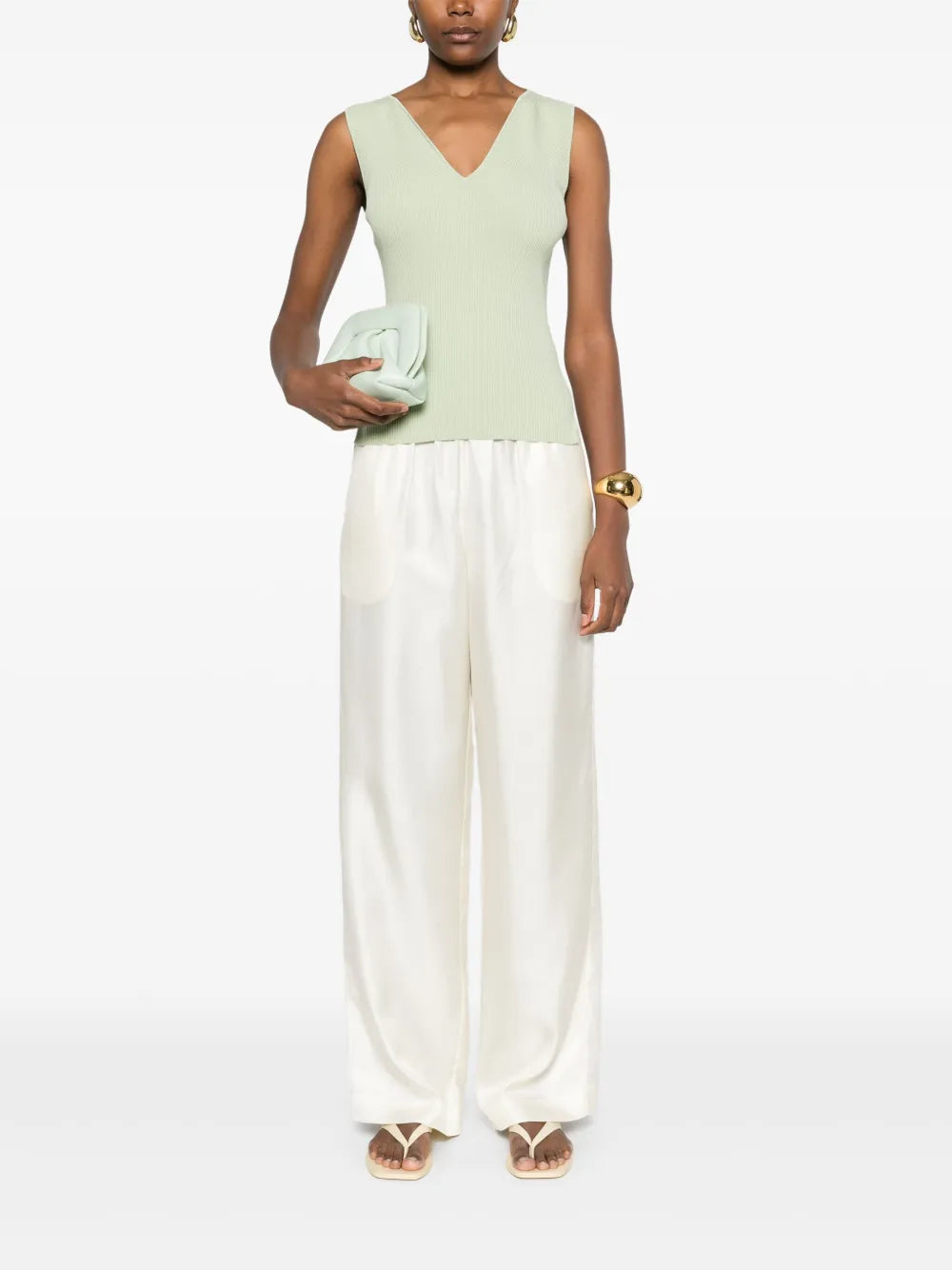 Rib-Detail V-Neck Tank Top