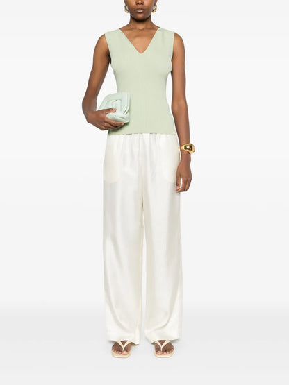 Rib-Detail V-Neck Tank Top