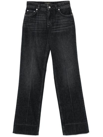Pressed-Crease Straight-Leg Jeans