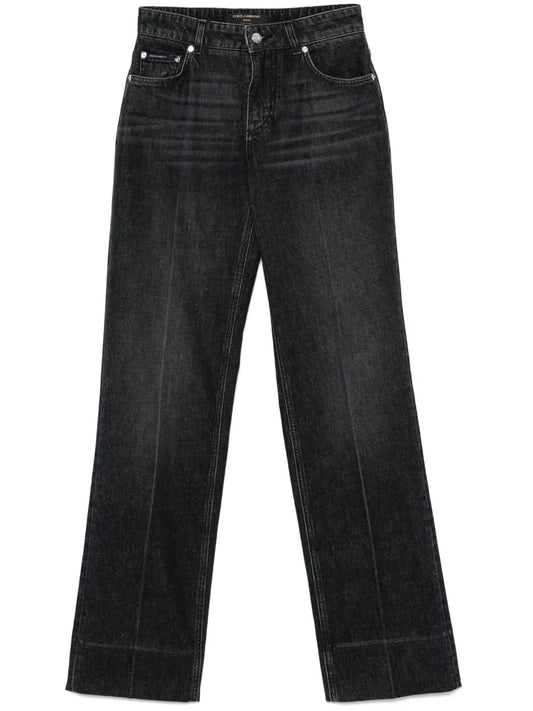 Pressed-Crease Straight-Leg Jeans