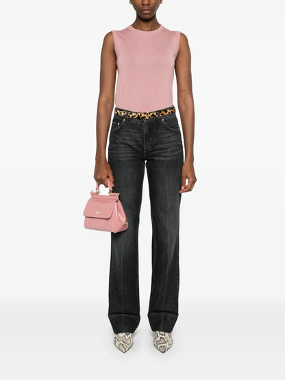 Pressed-Crease Straight-Leg Jeans