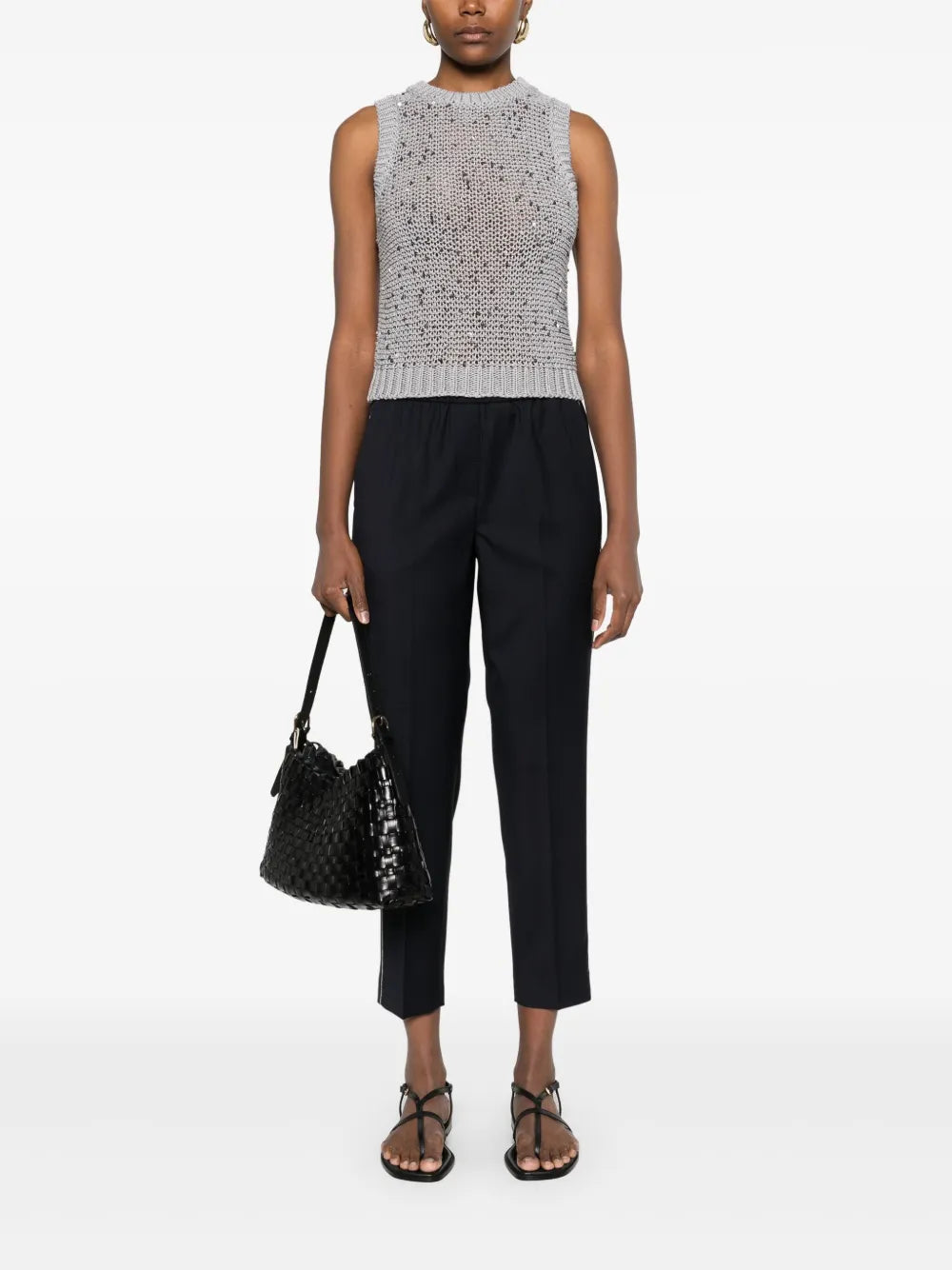 Beaded Trim-Detail Trousers