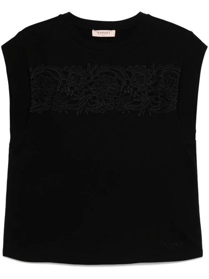 Floral-Appliqué T-Shirt