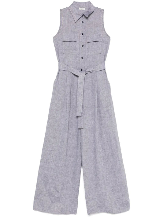Belted Linen Jumpsuit