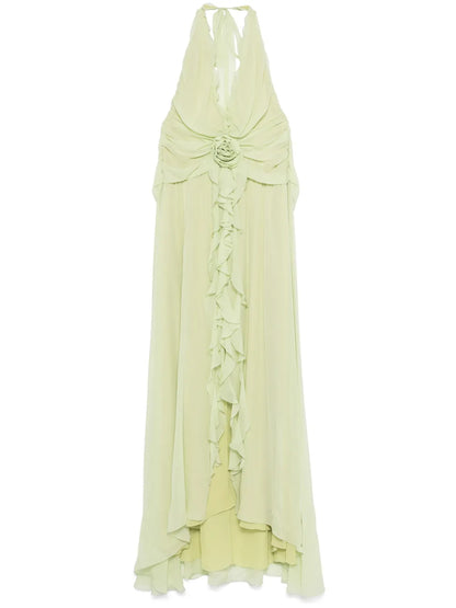 Floral-Appliqué Maxi Dress