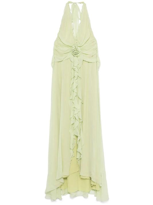 Floral-Appliqué Maxi Dress