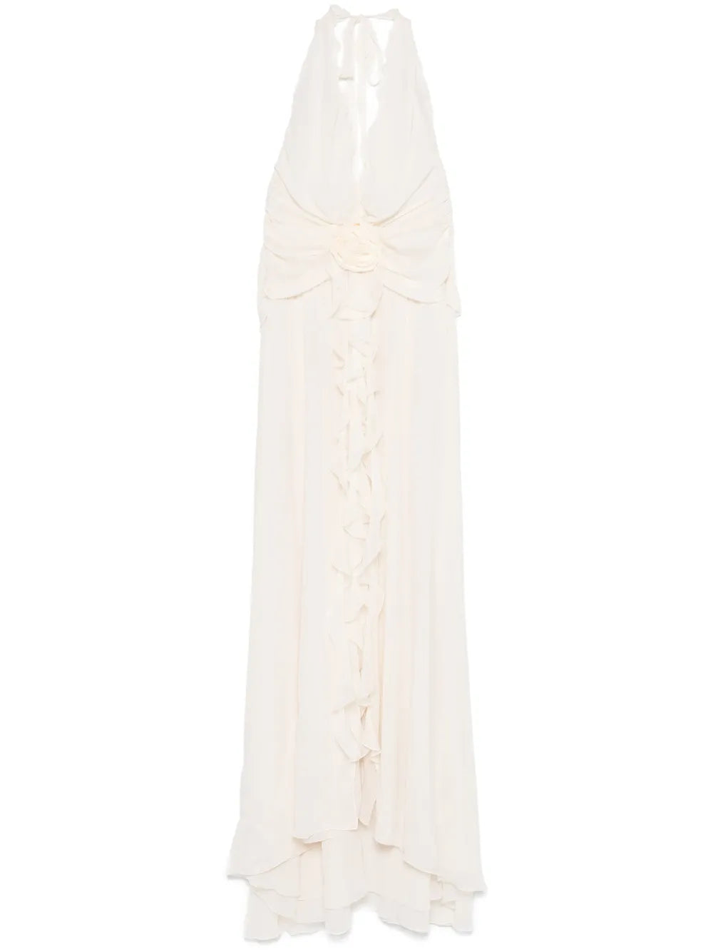 Ruffled Rose-Detail Maxi Dress