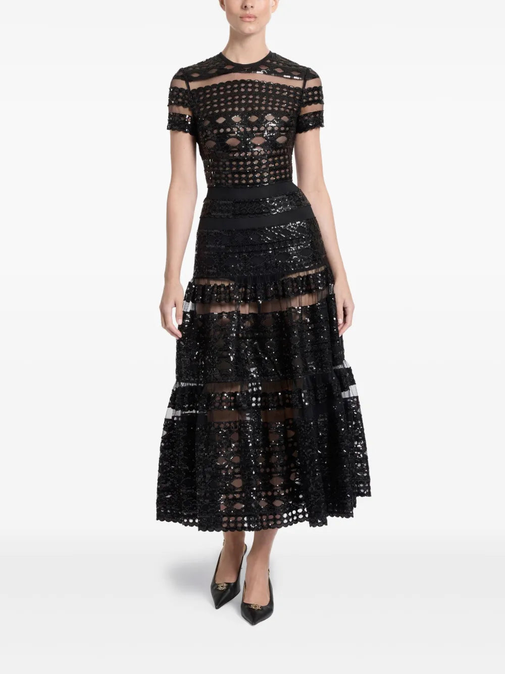 Tulle Embroidered Midi Dress