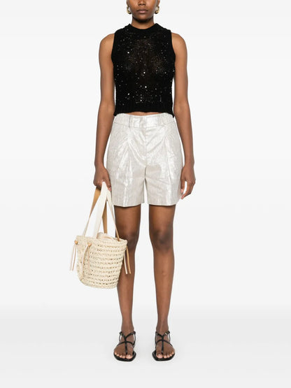 Lurex Pleated Shorts