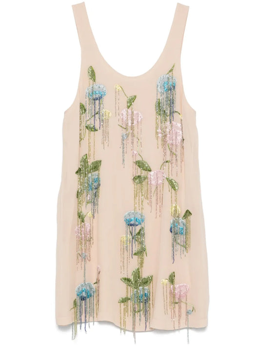 Floral-Embroidered Georgette Dress