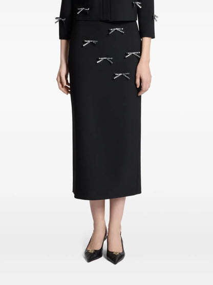 Bow-Detail Midi Skirt