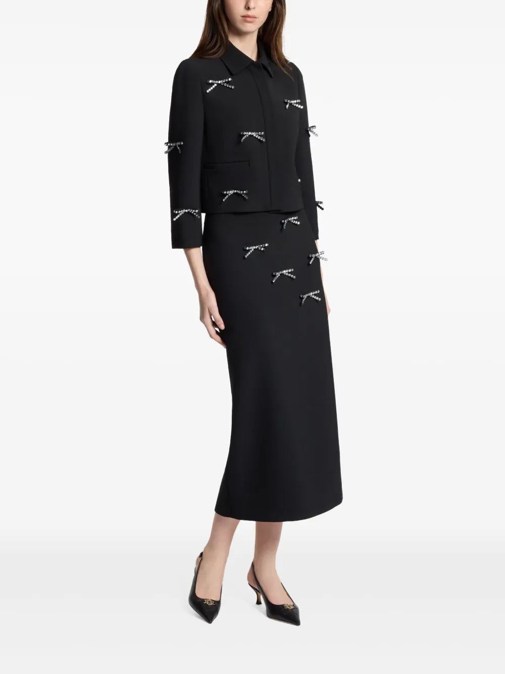 Bow-Embellished Cropped Jacket