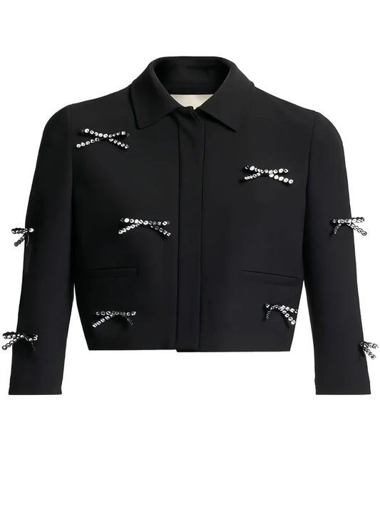 Bow-Embellished Cropped Jacket