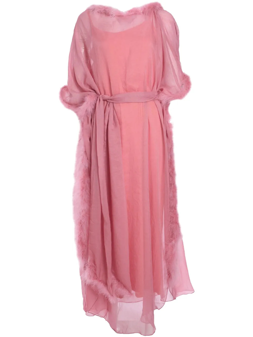 Feather-Trim Maxi Dress