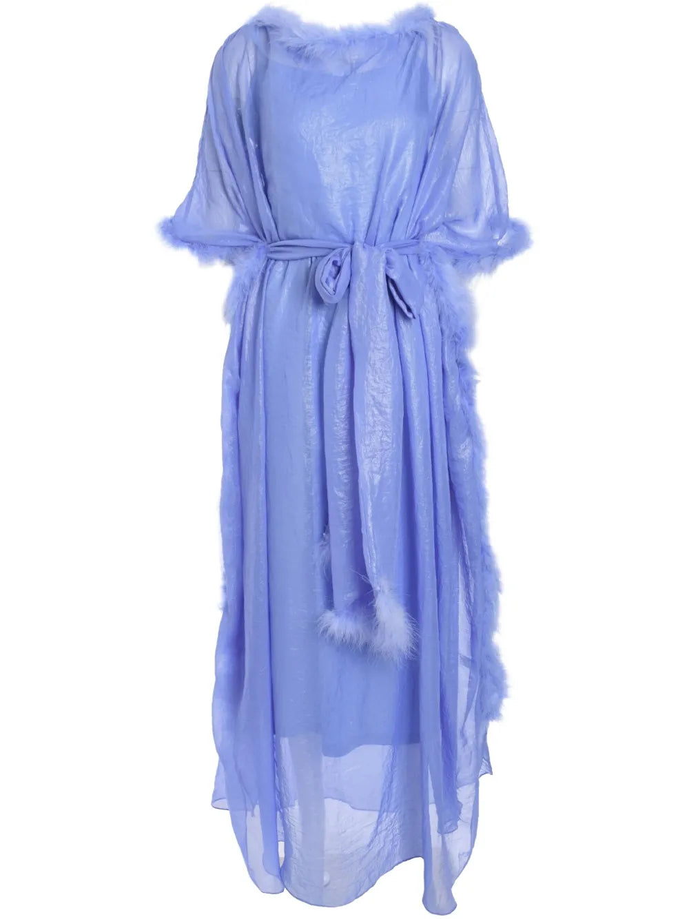 Feather-Trim Maxi Dress