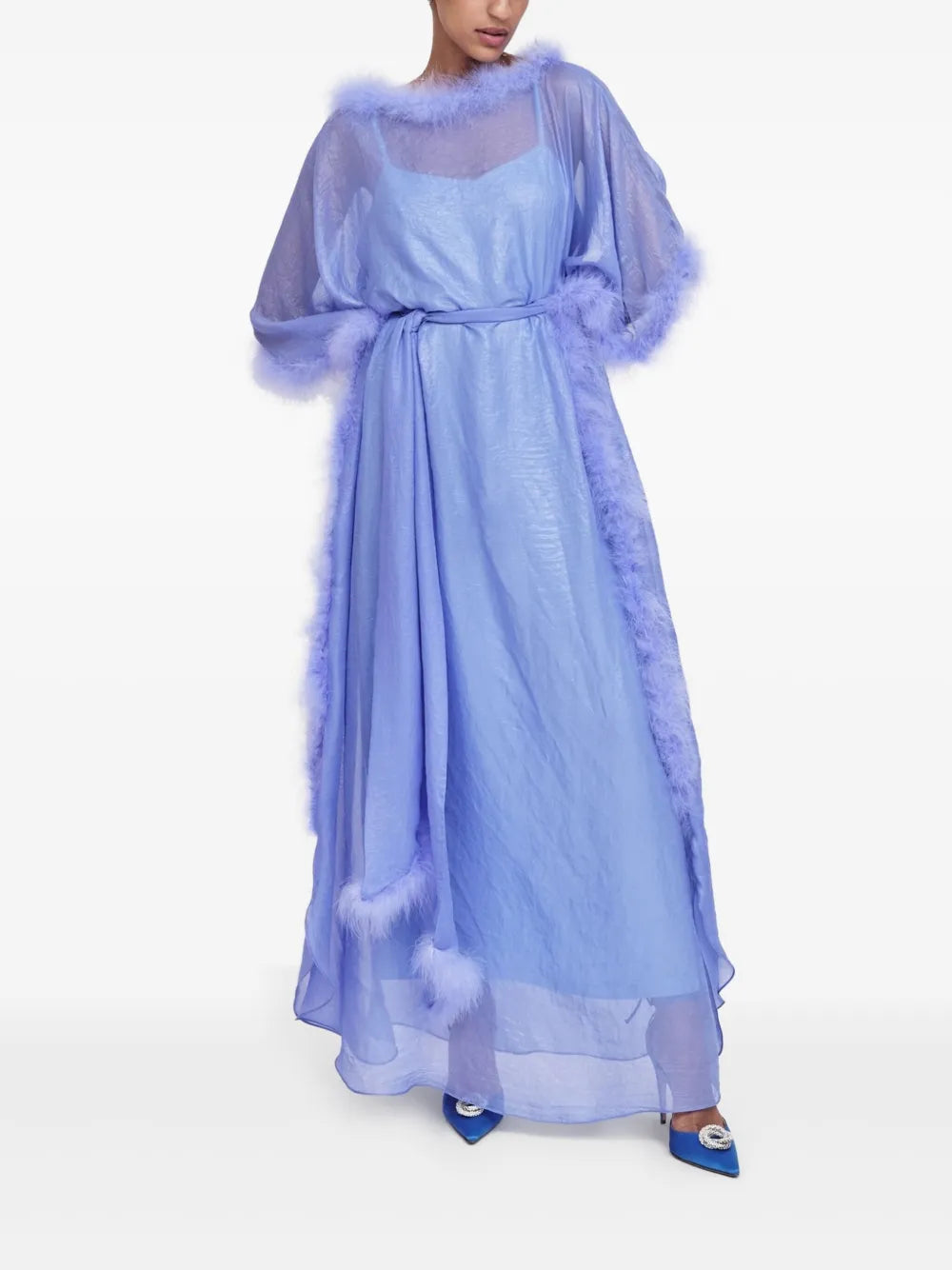 Feather-Trim Maxi Dress