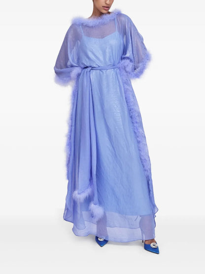 Feather-Trim Maxi Dress