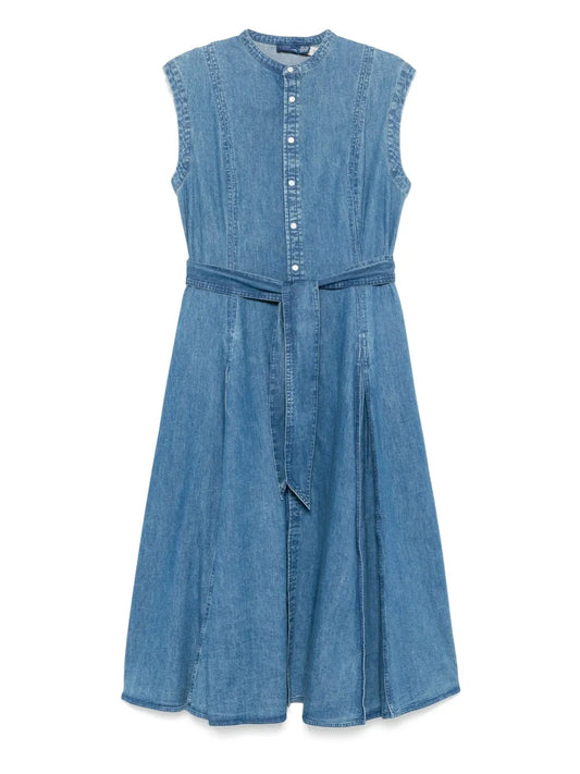 Belted Denim Midi Dress