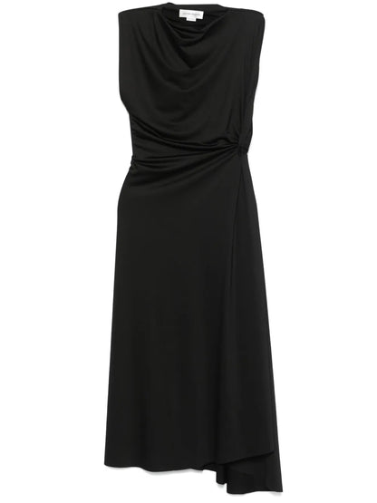 Asymmetric Drape Midi Dress