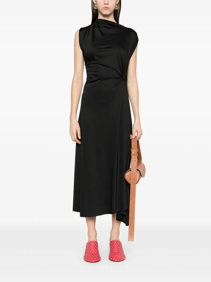 Asymmetric Drape Midi Dress