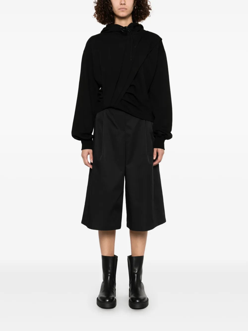 Pleat-Detail Hoodie