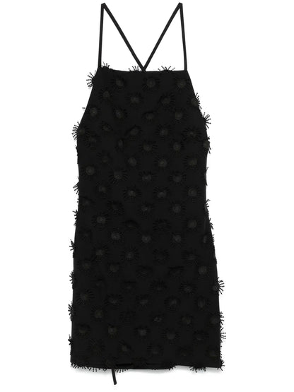 Floral-Appliqué Mini Dress