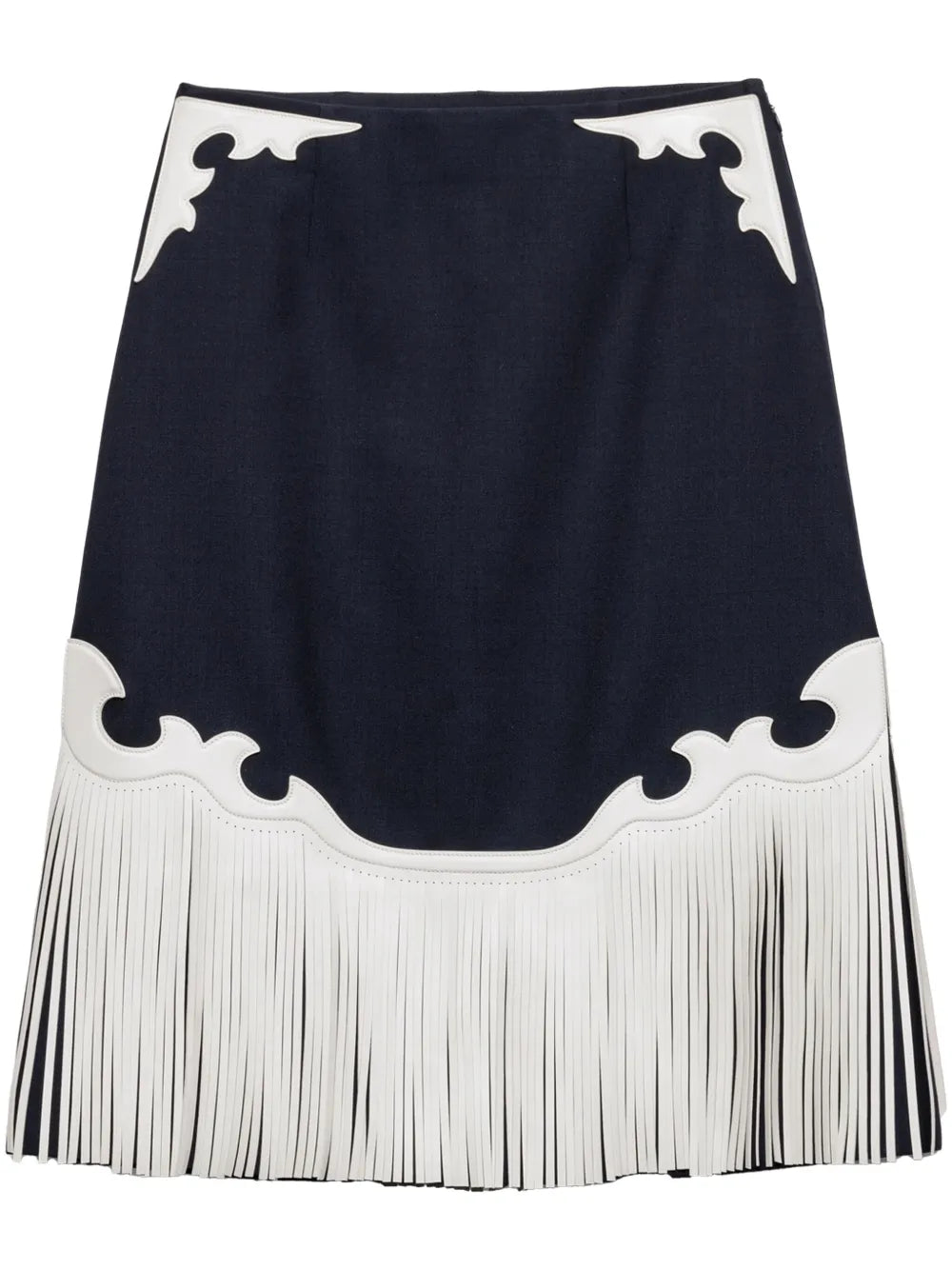 Fringed Rush-Stitch Midi Skirt