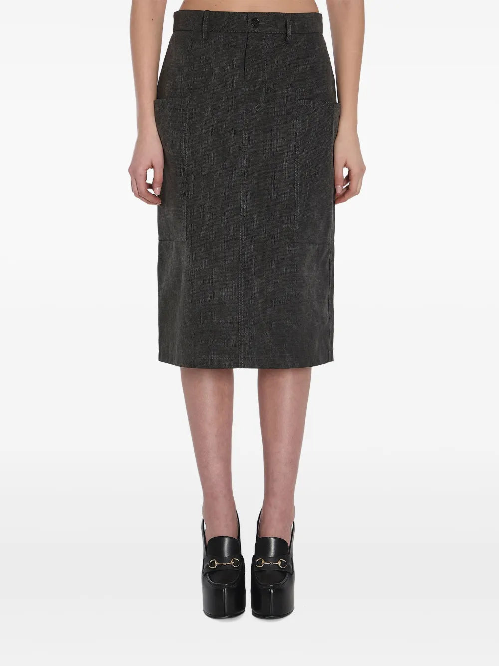 Embroidered-Logo Midi Skirt