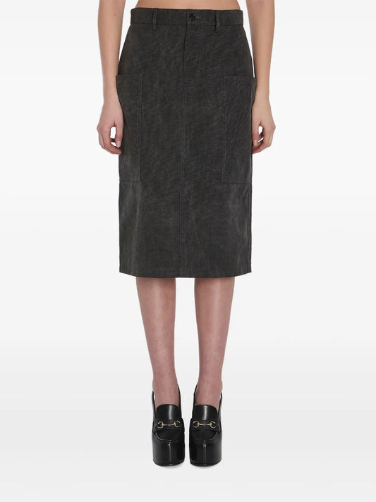 Embroidered-Logo Midi Skirt