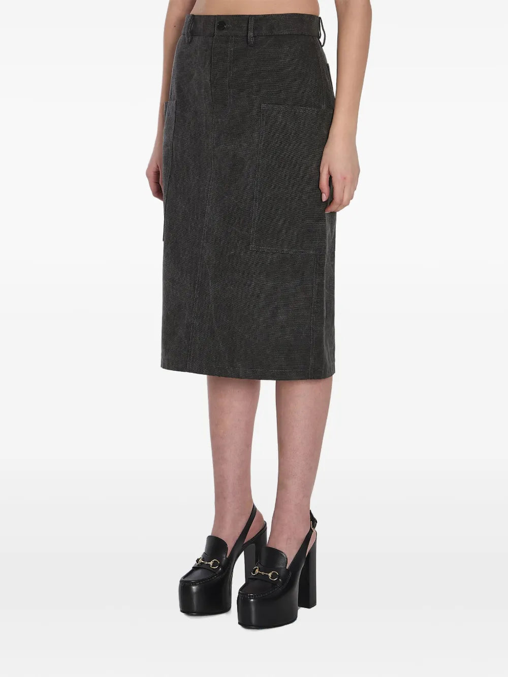Embroidered-Logo Midi Skirt