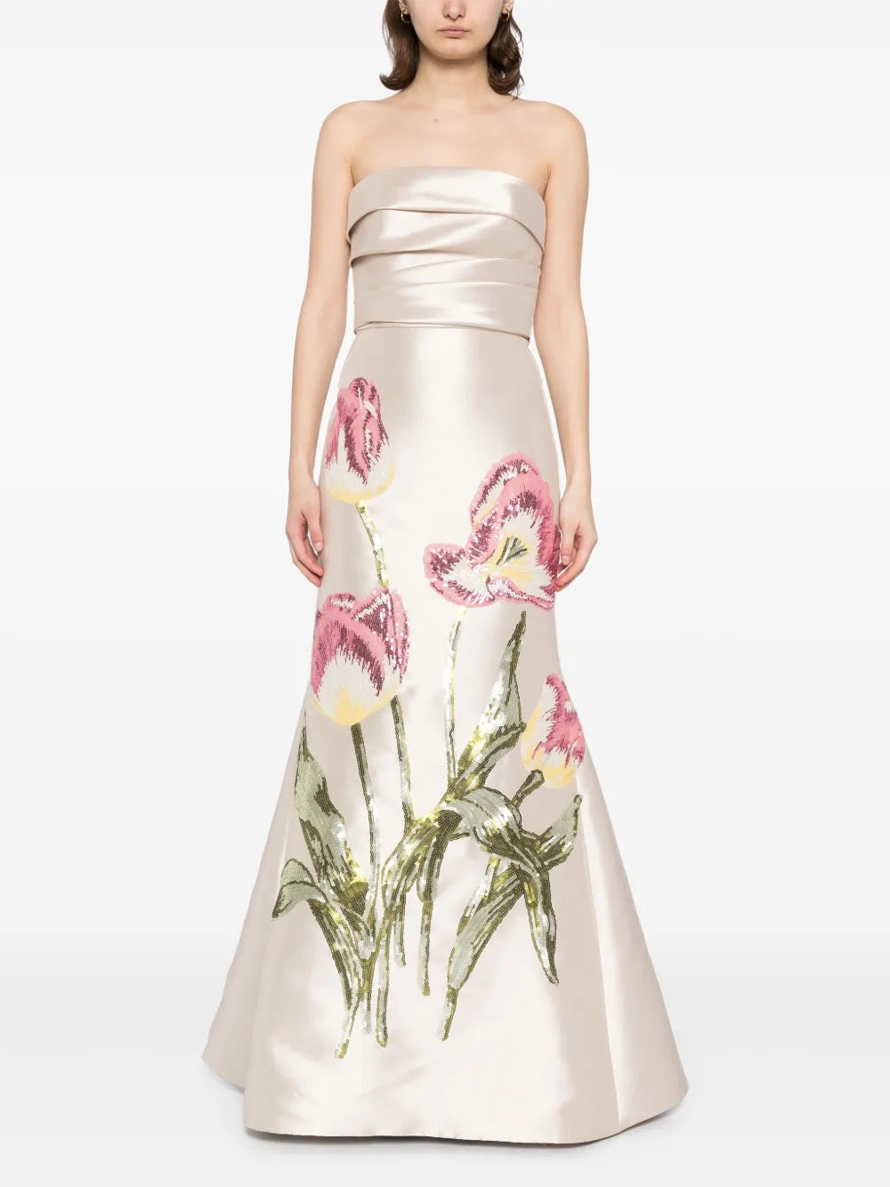 Sequin Appliqué Gown Dress