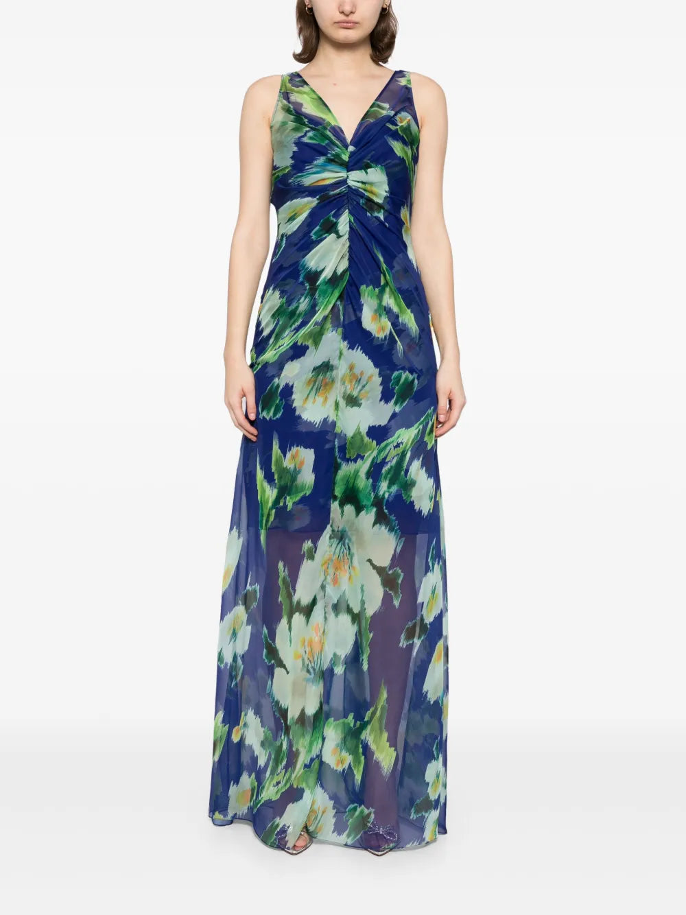 Printed Chiffon Gathered Dress